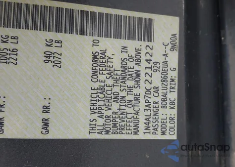 2013 Nissan Altima 2.5 Sv из США, поврежденный, VIN 1N4AL3AP7DC221422